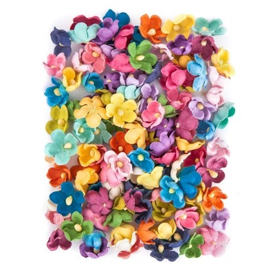 Kwiatki Papierowe Scrapbooking kolorowe 2cm 60 szt