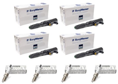 4 nowe котушки запалювання beru zs552 + свічки запалювання clio laguna megane logan scenic фото №1