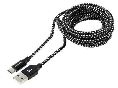 KABEL USB-> USB-C DO 2,4A 300 cm NIEPLĄCZĄCY w oplocie z mikrofibry
