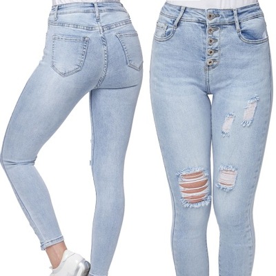 206_ S/36_ Spodnie jeans rurki przetarcia DAYSIE