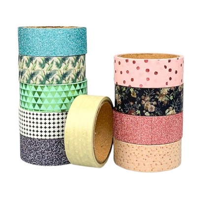 WASHI TAPE TAŚMA DEKORACYJNA ZESTAW TAŚM 10 SZT