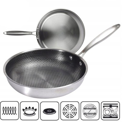 PATELNIA STALOWA STAL NIERDZEWNA SOLIDNA CIĘŻKA 24CM EXCELLENCE WOK