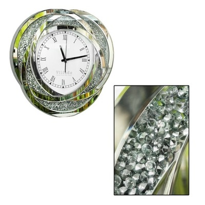 Zegar nowoczesny srebrny na ścianę duży lustrzany
