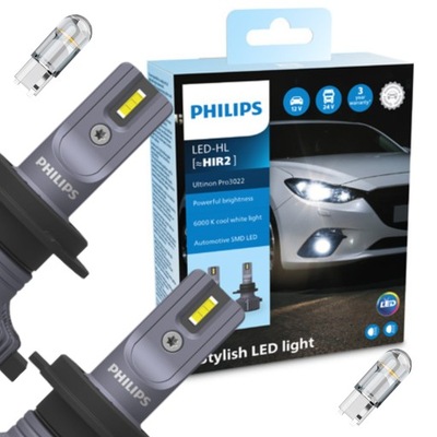 LUCES HIR2 PHILIPS DIODO LUMINOSO LED ULTINON PRO 3022 RETROFIT TOYOTA DIRECCIÓN + W5W  