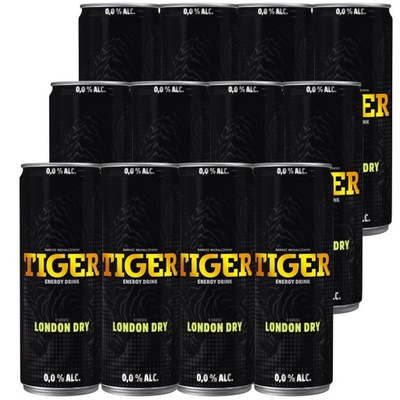 Tiger Gazowany napój energetyzujący o smaku London Dry 250 ml x 12 sztuk