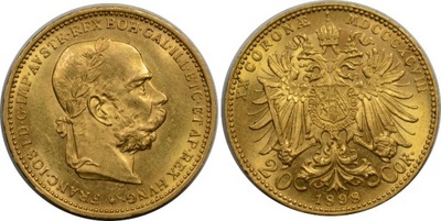 Z573. AUSTRIA 20 KORON 1898 STAN - I ZŁOTO