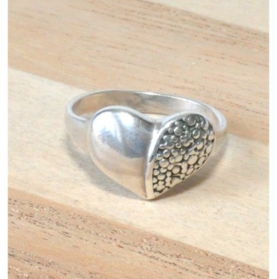 bv84 srebrny, oryginalny pierścionek, serce; serduszko