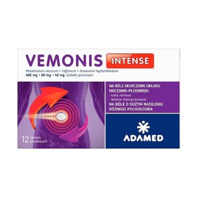 ADAMED Vemonis Intense Lek rozkurczowy i przeciwbólowy 12 tabl. powlekanych