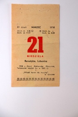 Kartka z kalendarza 21 marca 1976 r.