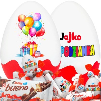 Urodzinowe Jajko Niespodzianka XXL ze słodyczami Kinder Prezent na urodziny
