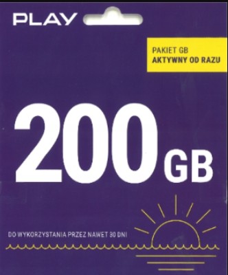 KARTA SIM DO ROUTERA STARTER PLAY 200GB przez 30 dni na START