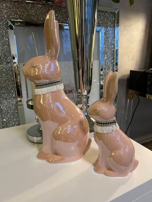Figurka królik 27 cm różowy
