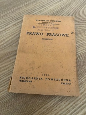 CZAPIŃSKI PRAWO PRASOWE 1939