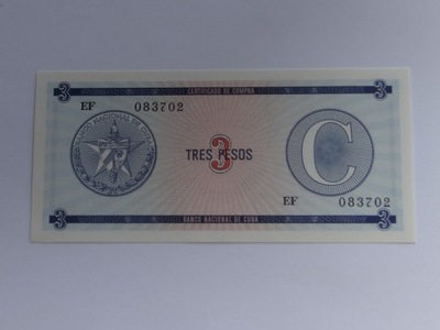 [B0113] Kuba 3 pesos UNC