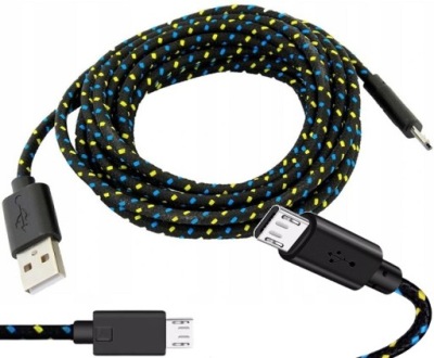 KABEL NYLONOWY USB MICRO - USB 3M OPLOT PRZEWÓD PLECIONY