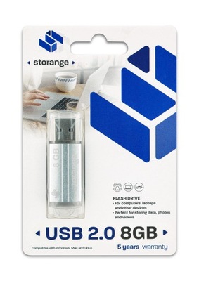 Pendrive USB 2,0 Storange 8gb srebrny