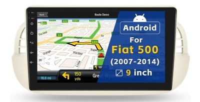 РАДИО АВТОМОБИЛЬНЫЙ ANDROID 10 WIFI ANDROID\/IOS HIKITY 9'' - ЦВЕТ БЕЛЫЙ \/ FIAT 500 фото