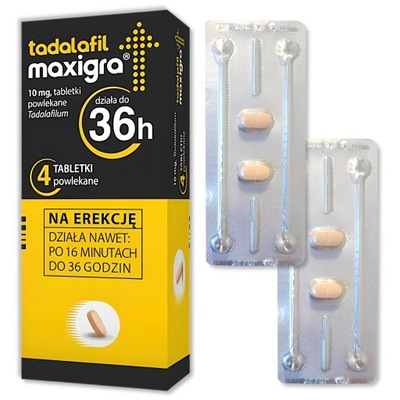 Tadalafil Maxigra 10 mg, 4 tabletki erekcja, potencja, impotencja