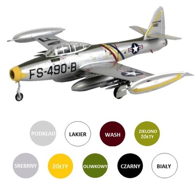 Model odrzutowca F-84 THUNDERJET + Podkład, farby