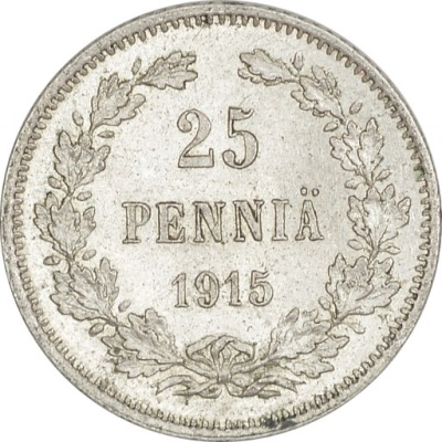13.FINLANDIA, MIKOŁAJ II, 25 PENNIA 1915