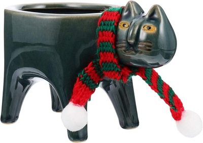 Ceramiczny kot na sukulenty donica na roliny ro