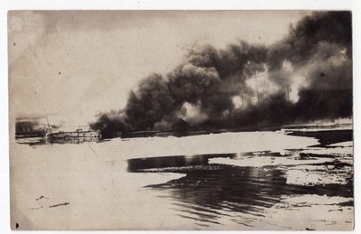 1 WOJNA - Kriegsmarine - Okręt zatopiony - Pożar