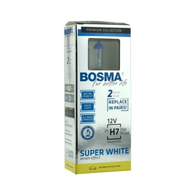 BOSMA H7 55W SUPER WHITE ŻARÓWKI PX26d 2sztuki