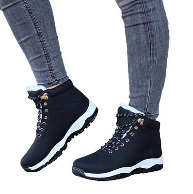 BUTY ZIMOWE TRAPERY SPORTOWE OCIEPLANE ŚNIEGOWCE Czarne 40