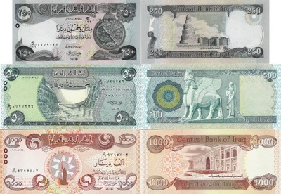 Irak 2018 zestaw 250+500+1000 dinars - P.NEW UNC