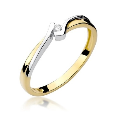 Złoty pierścionek z brylantem 0,04 ct pr. 585 09