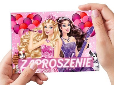 ZAPROSZENIE BARBIE NA URODZINY DZIECKA + KOPERTA GRATIS