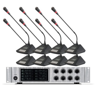 Gorący bezprzewodowy system mikrofonowy 8-kanałowy konferencyjny UHF