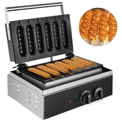 VEVOR Gofrownica 1500w Hot Dog Maker 6 Szt. 14x4cm