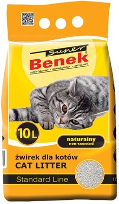 Super Benek Naturalny 10L Żwirek dla Kota Żółty