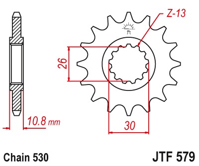 ЗУБЧАТКА ПЕРЕДНЯ JTF579-14 14Z РОЗМІР 530