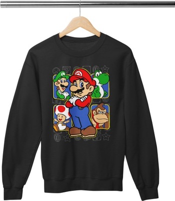 BLUZA SUPER MARIO DZIECIĘCA BEZ KAPTURA CZARNA 134 CM 7-8 LAT WZ1