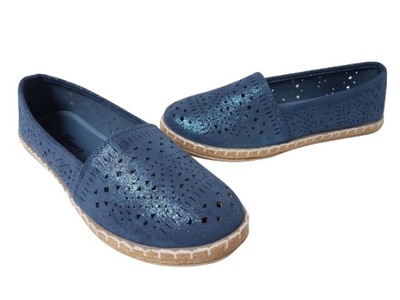 NIEBIESKIE ESPADRYLE 38 AŻUROWE MIENIĄCE TENISÓWKI