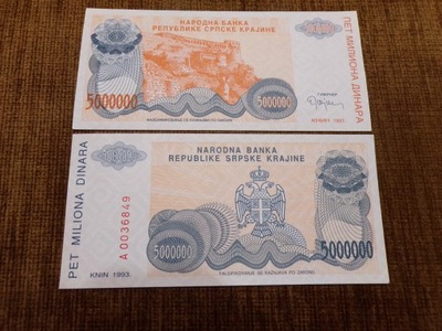 164-REPUBLIKA SERBSKA 5 000 000 DINARÓW UNC