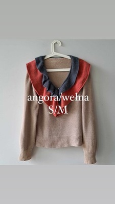 Sweter S/M angora/wełna