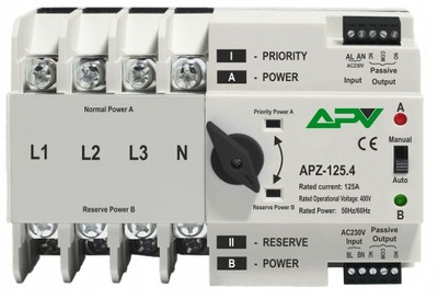 Automatyczny Przełącznik Zasilania 125A 4P Fotowoltaika Sieć Agregat 3-Faz