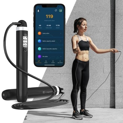 Inteligentna skakanka fitness smart z bluetooth inSPORTline Czarny