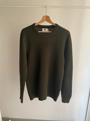 Nn07 męski sweter khaki z bawełny M