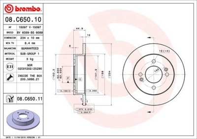 DISKAI STABDŽIŲ GAL. BREMBO 08.C650.11 08C65011 