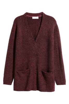 H&M sweter długi kardigan burgund r. 170 XS