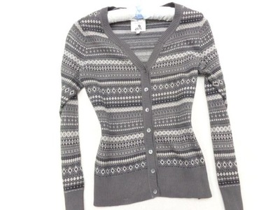 34 JACKPOT ROZPINANY SWETER WZORZYSTY V-NECK K2965