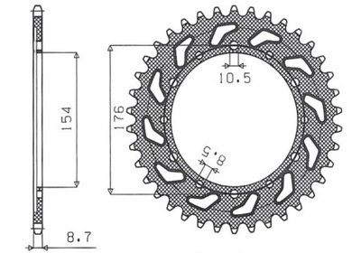 SUNSTAR ЗУБЧАТКА ЗАДНЯЯ 4434 43 HONDA VFR750, VFR800 V-TEC '02-'14, VFR800X C