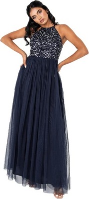 MAYA DELUXE PLUS SIZE SUKIENKA WIECZOROWA MAXI Z CEKINAMI 48 1JGJ