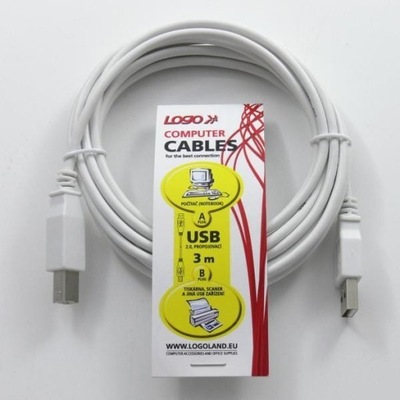 Logo USB kabel (2.0), USB A M - 3m, czarny