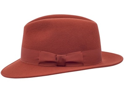 ELEGANCKI KAPELUSZ FILCOWY CZERWONY FEDORA 55 CM