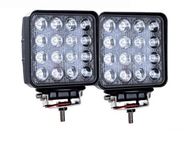 Лампа рабочая led 16 led, освещение skupione spot 107x107x55mm 12-36v фото №1